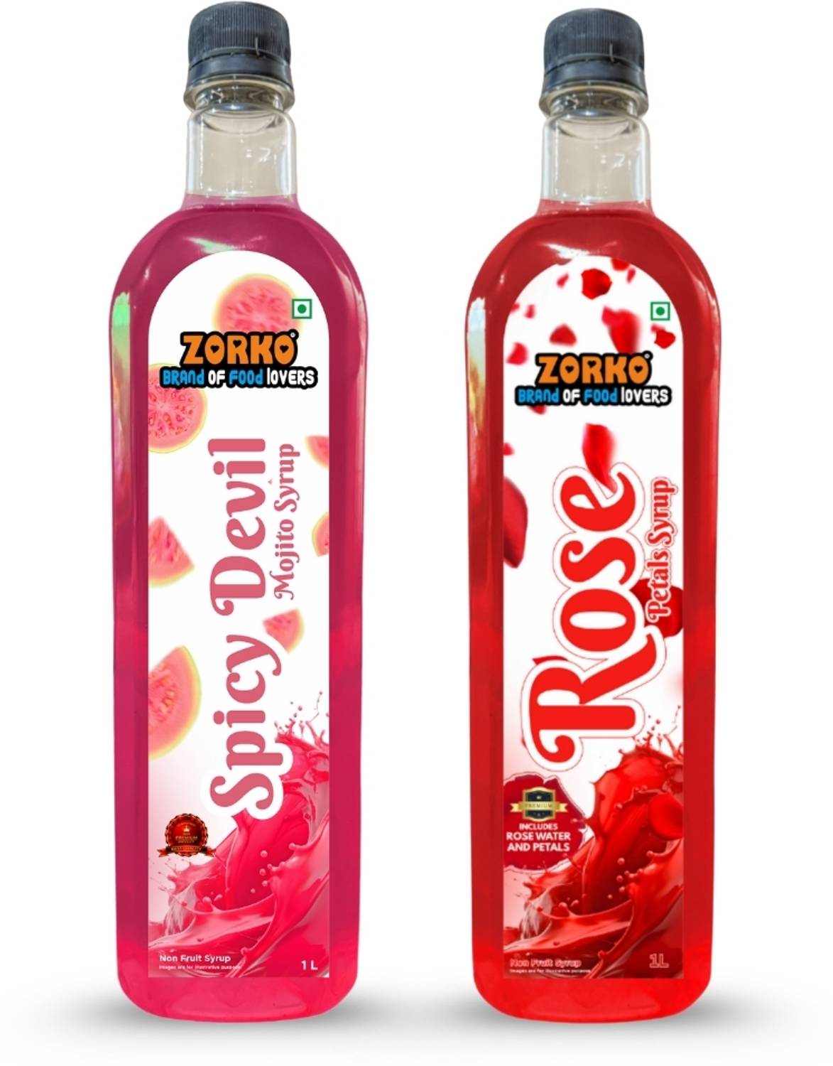ZORKO Spicy Devil syrup & Rose Syrup for Mojito, Mocktails