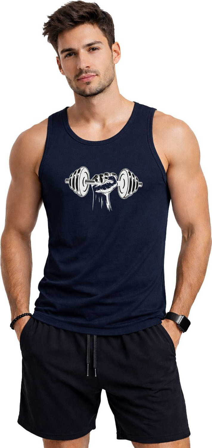 Image of SwiftStyle Typography Men Round Neck Blue T-Shirt