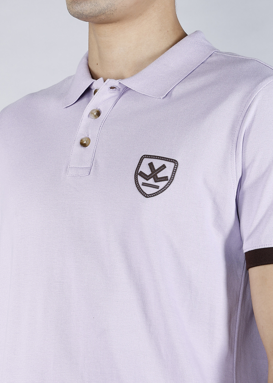 Image of WROGN Men Solid Polo Neck Pure Cotton Purple T-Shirt