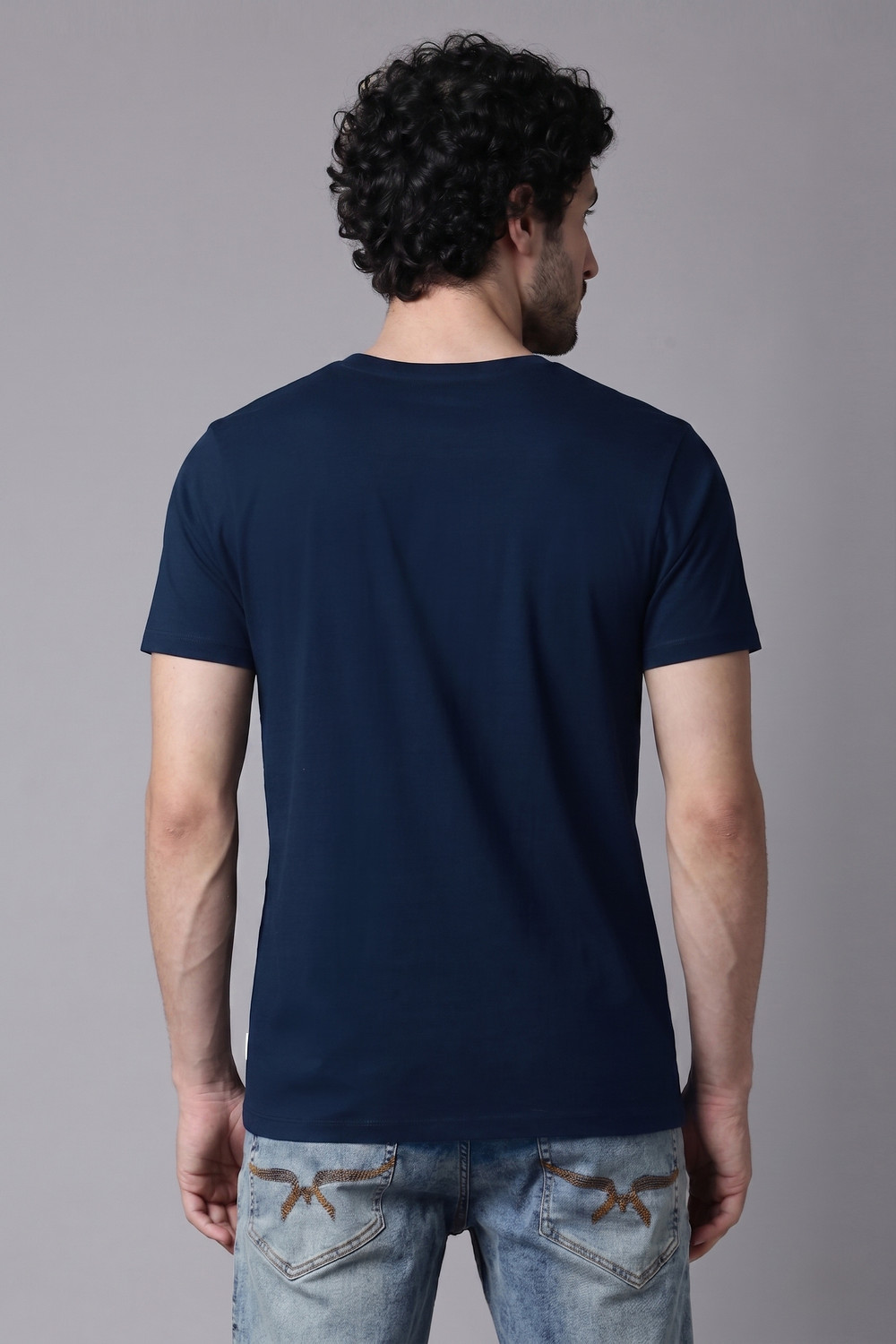 Image of MaxzoneEcommerce Solid Men Round Neck Reversible Blue T-Shirt