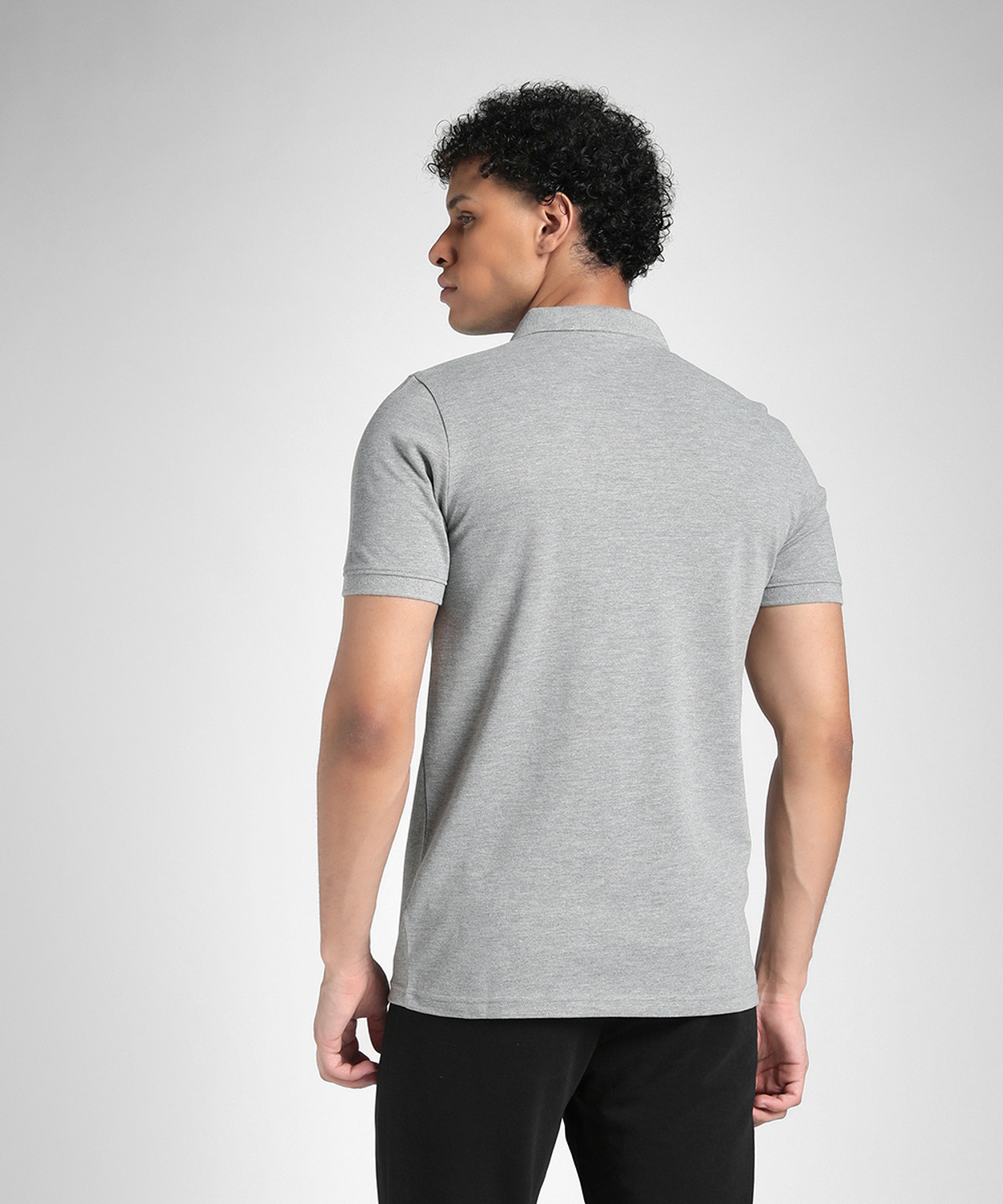 Image of PUMA Printed Men Polo Neck Grey T-Shirt