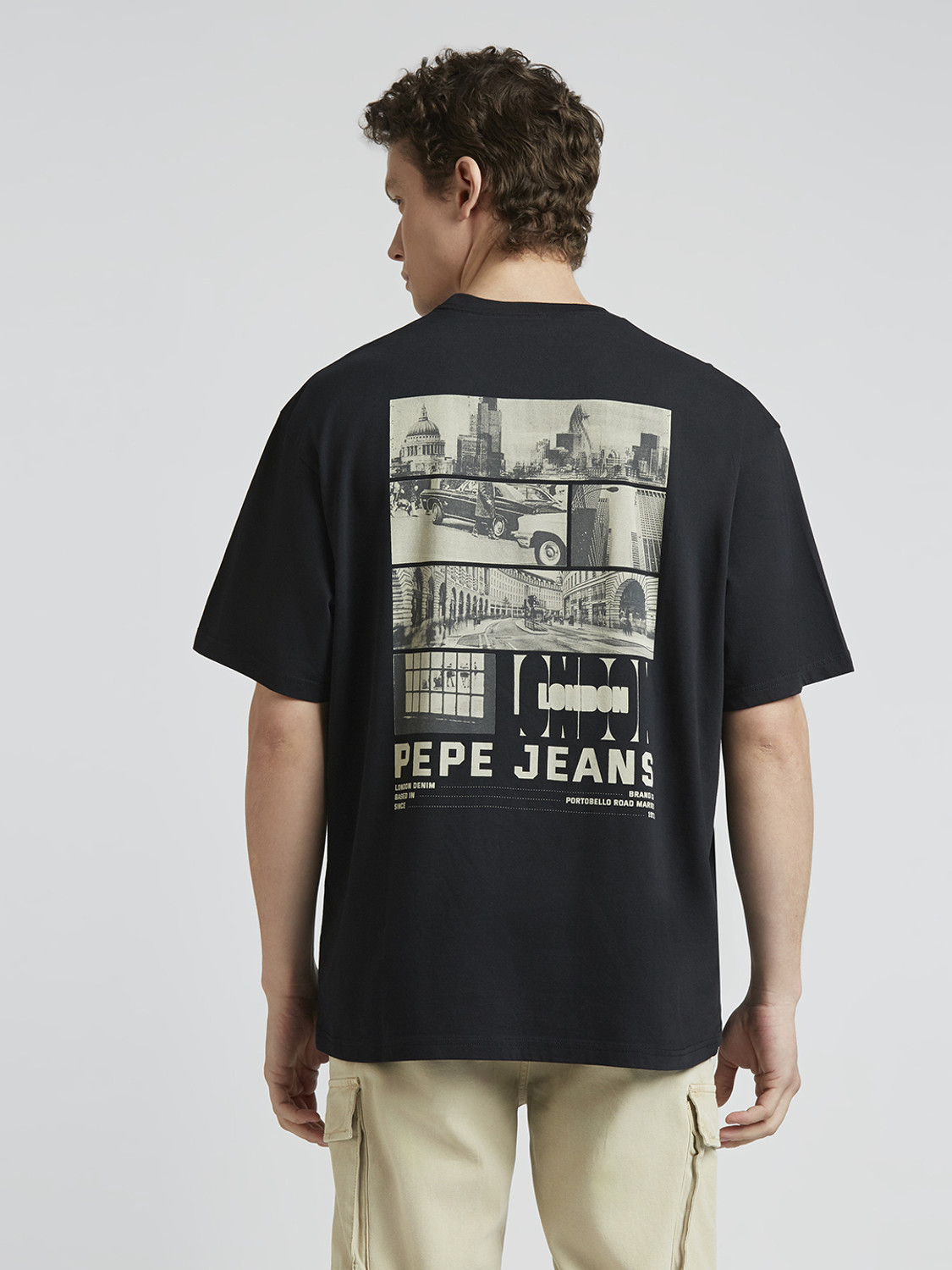 Image of Pepe Jeans Printed Men Crew Neck Black T-Shirt