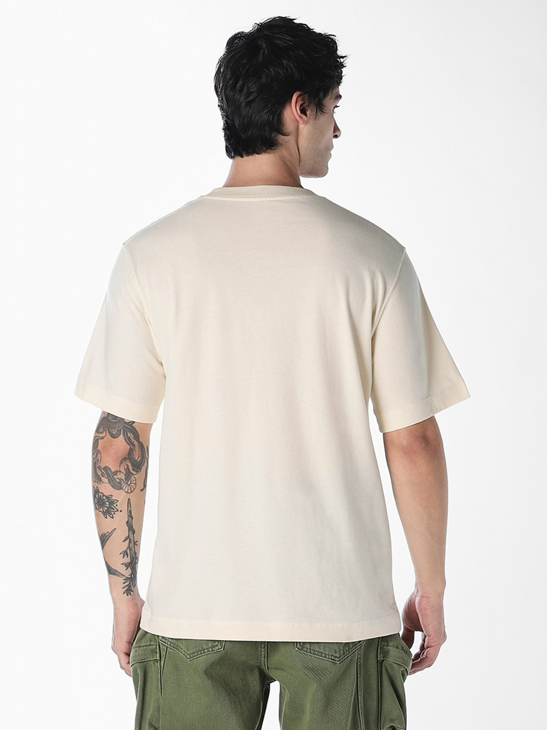 Image of JACK & JONES Printed Men Round Neck White T-Shirt
