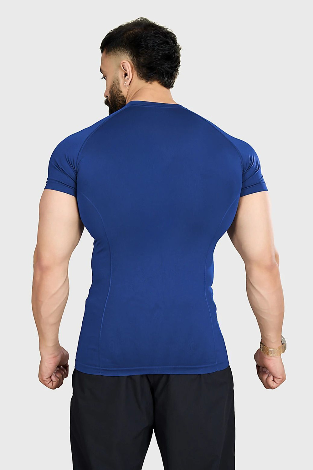 Image of FuaarK Solid Men Round Neck Blue T-Shirt