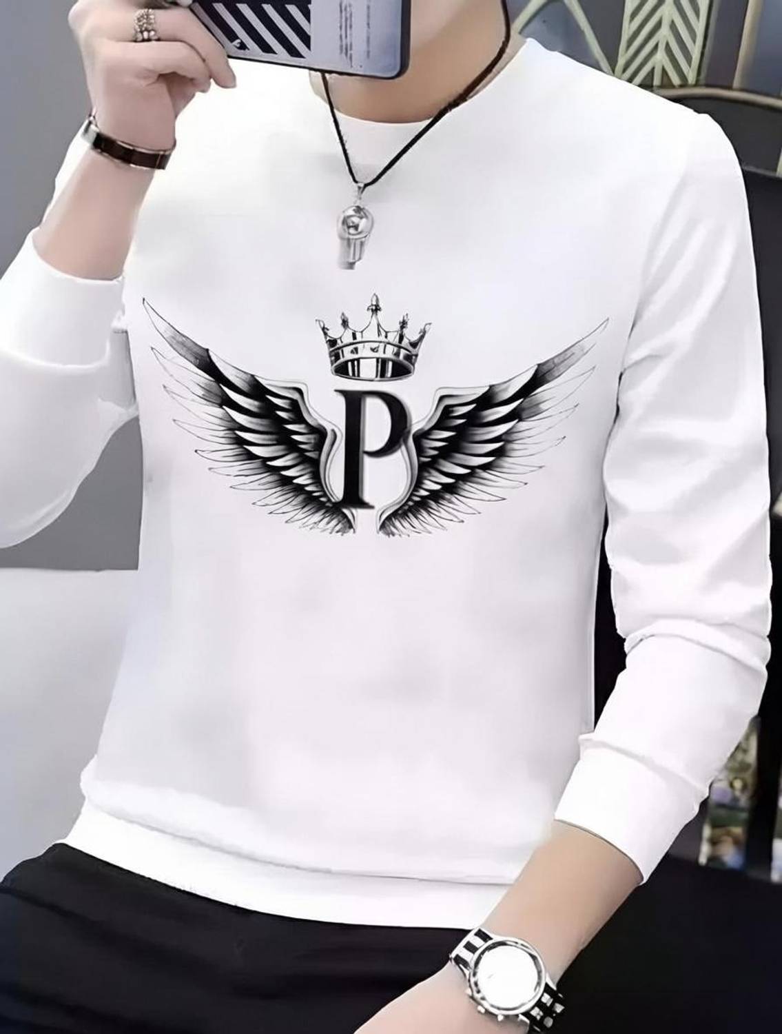 baquax Printed Men Round Neck White T-Shirt