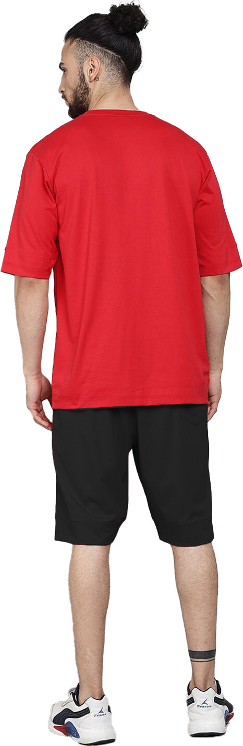 Image of JUST ROAR Printed Men Round Neck Red T-Shirt