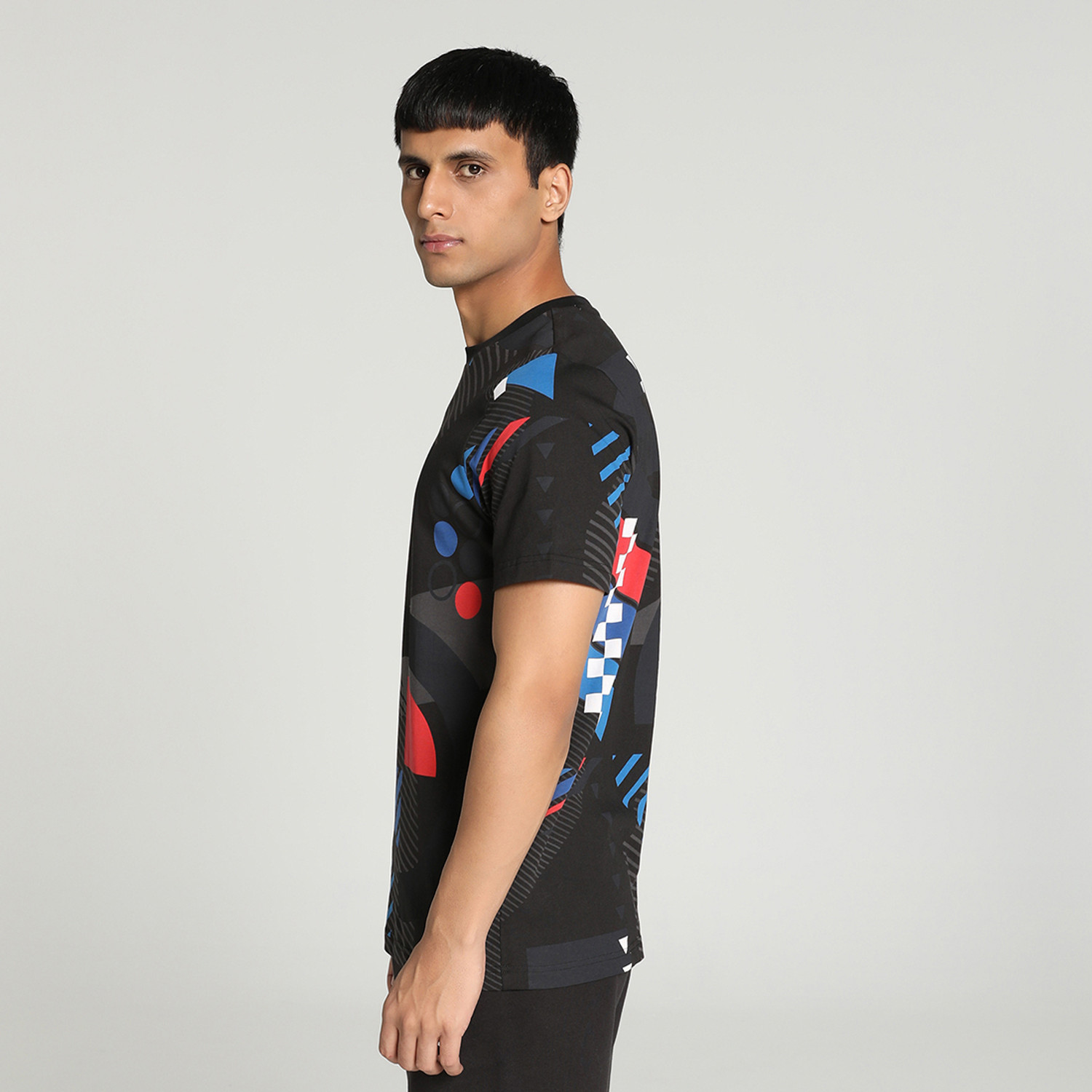 Image of PUMA Printed Men Round Neck Black T-Shirt