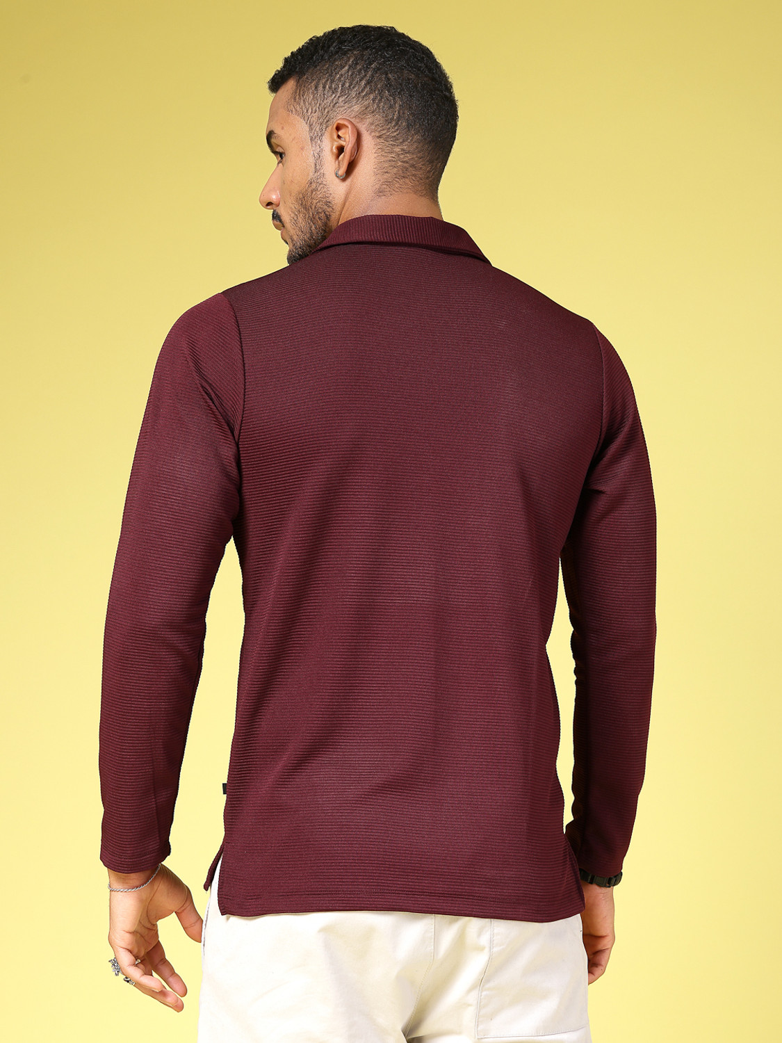 Image of RIGO Solid Men High Neck Red T-Shirt