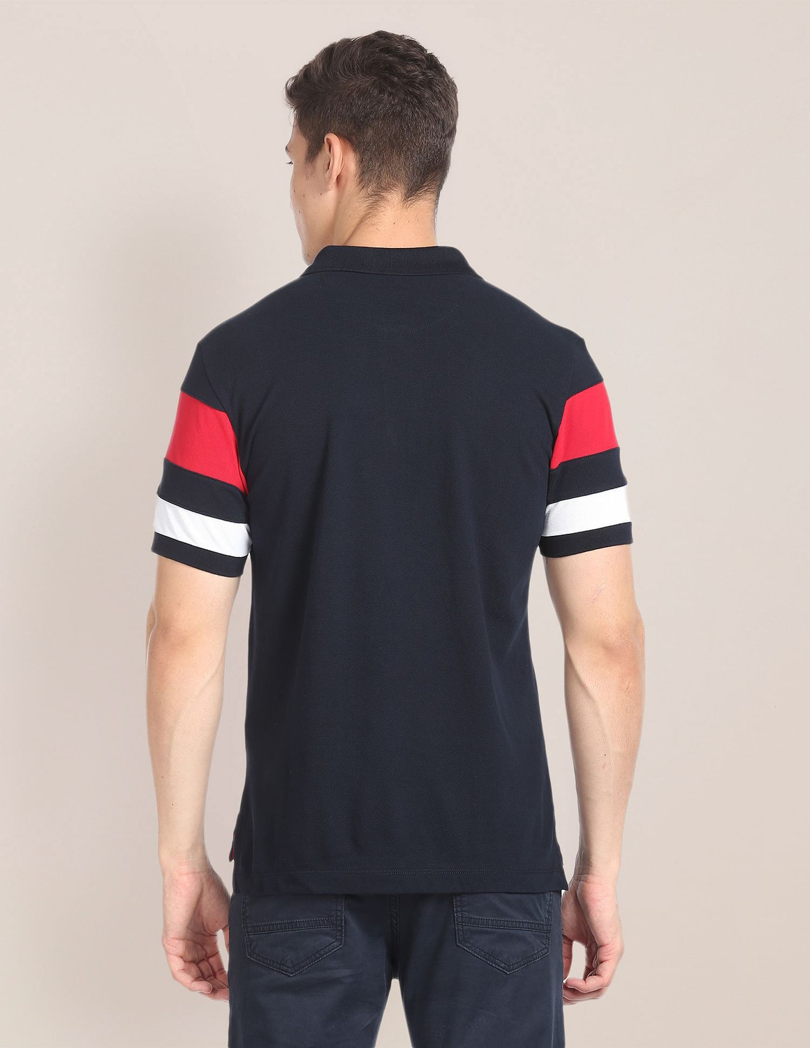 Image of U.S. POLO ASSN. Solid Men Polo Neck Blue T-Shirt