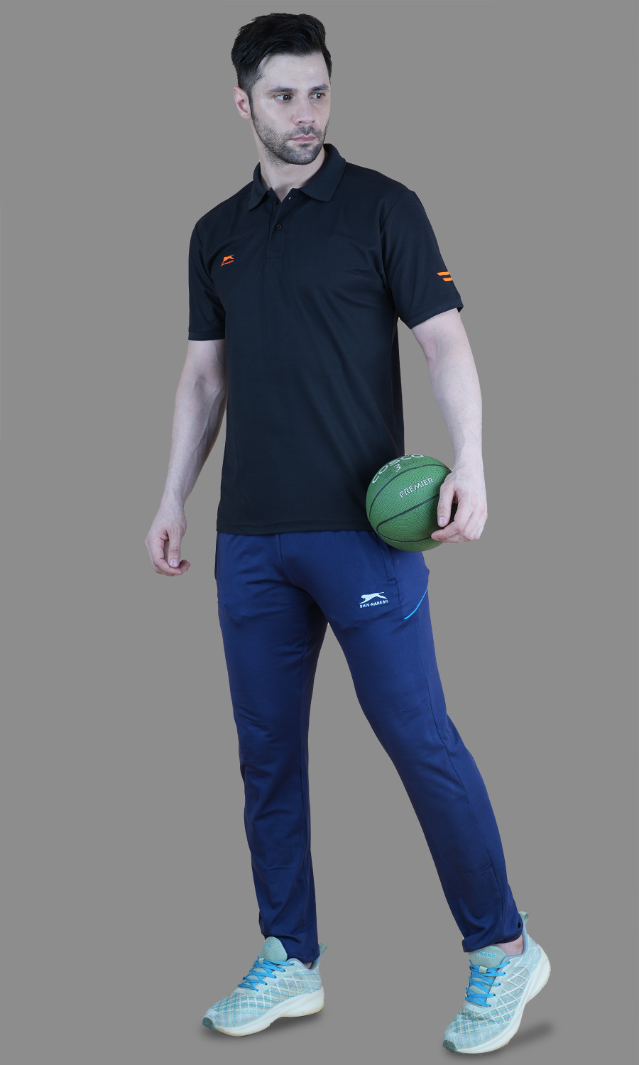 Image of Shiv Naresh Solid Men Polo Neck Black T-Shirt