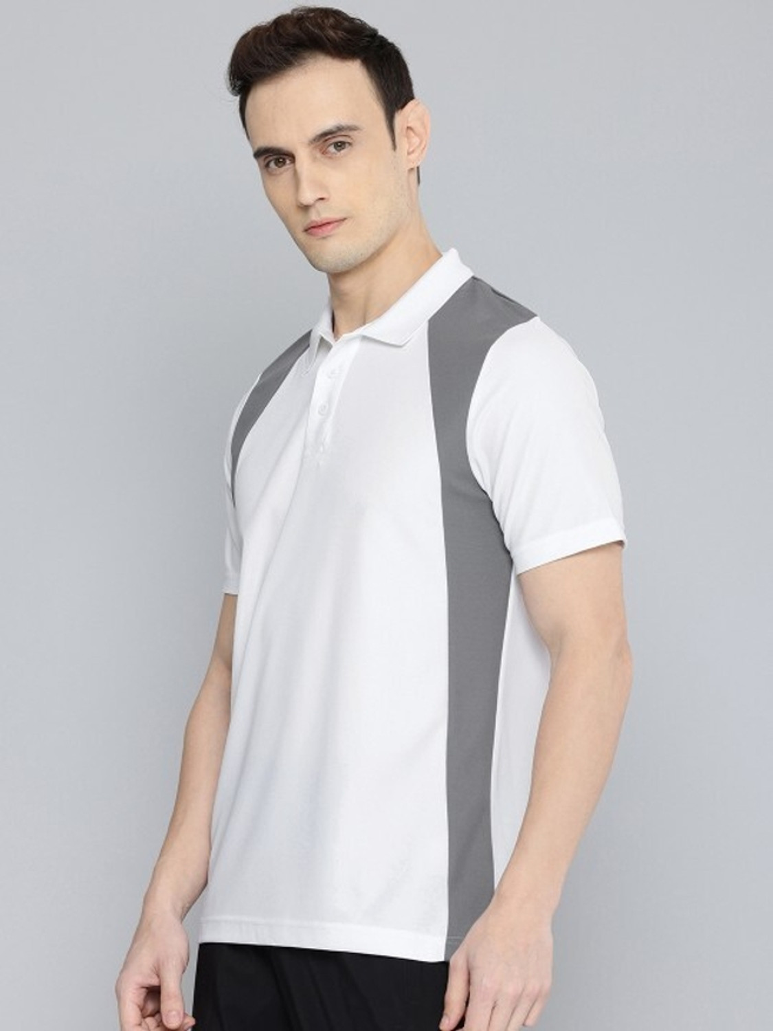 Image of PUMA Colorblock Men Polo Neck White T-Shirt