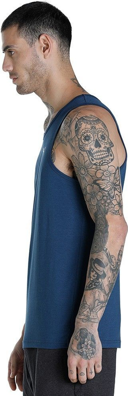 Image of PUMA Solid Men Round Neck Blue T-Shirt