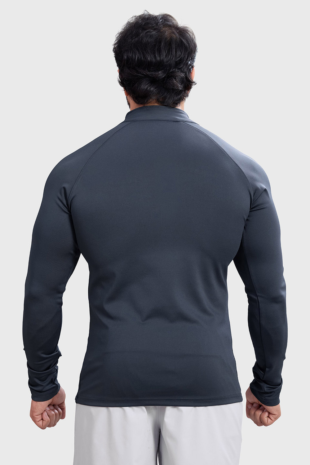 Image of FuaarK Solid Men Zip Neck Grey T-Shirt