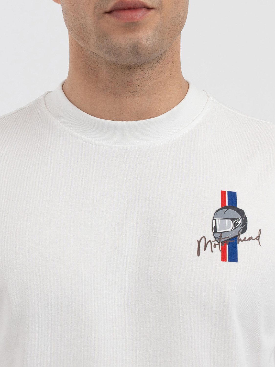 Image of RED TAPE Graphic Print Men Round Neck White T-Shirt