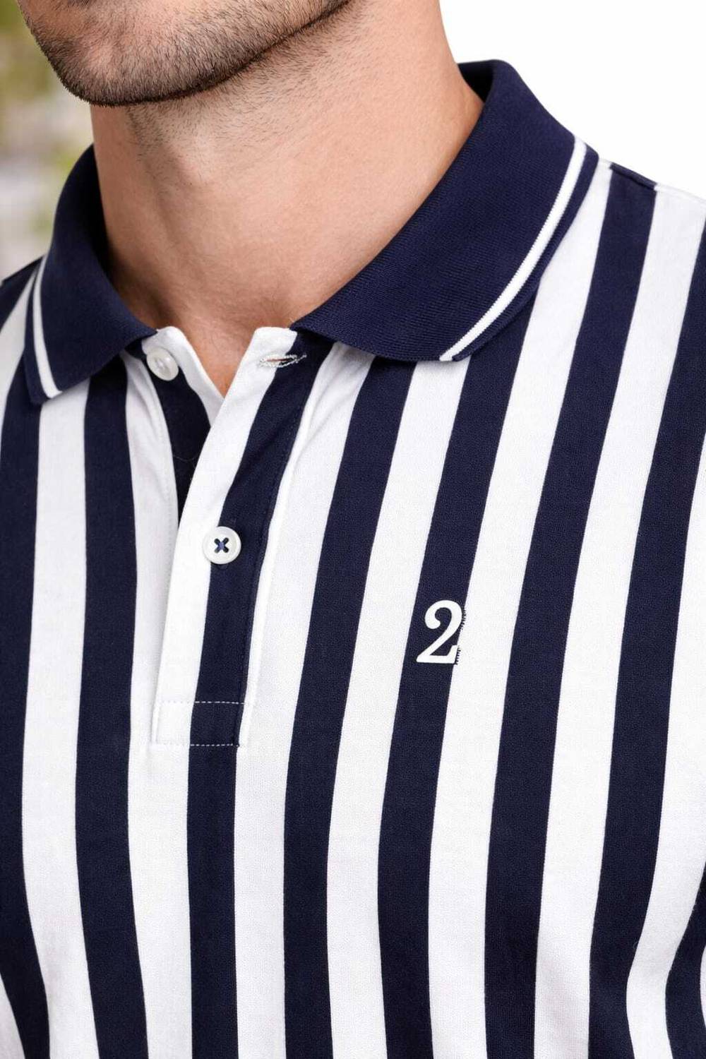 Nine Tee 4 Striped Men Polo Neck Multicolor T-Shirt - Image 4