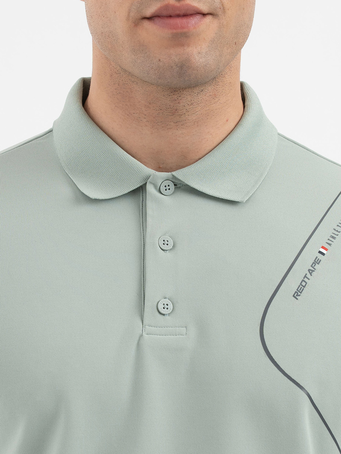 Image of RED TAPE Solid Men Polo Neck Light Green T-Shirt
