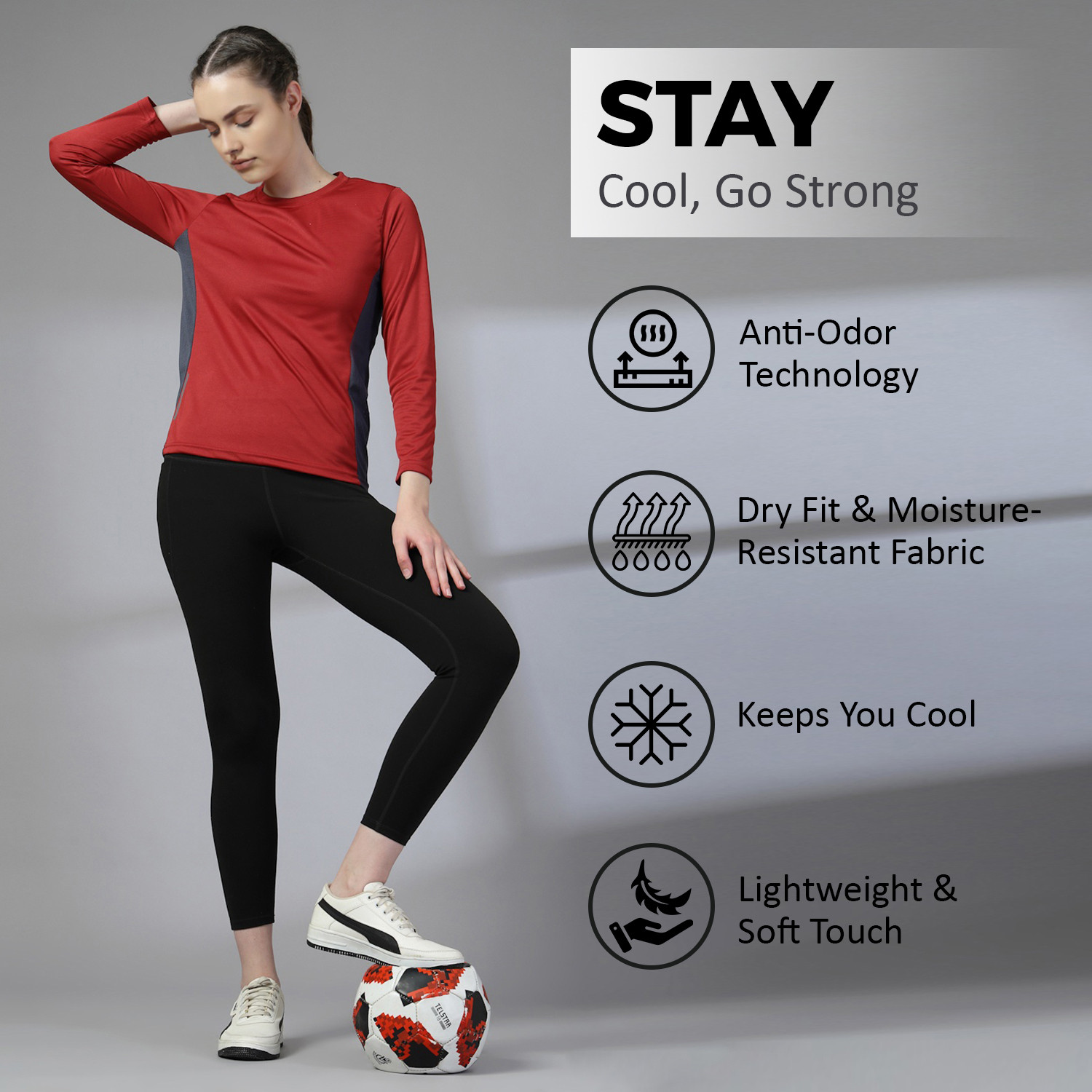 Image of CHKOKKO Solid Women Round Neck Maroon T-Shirt