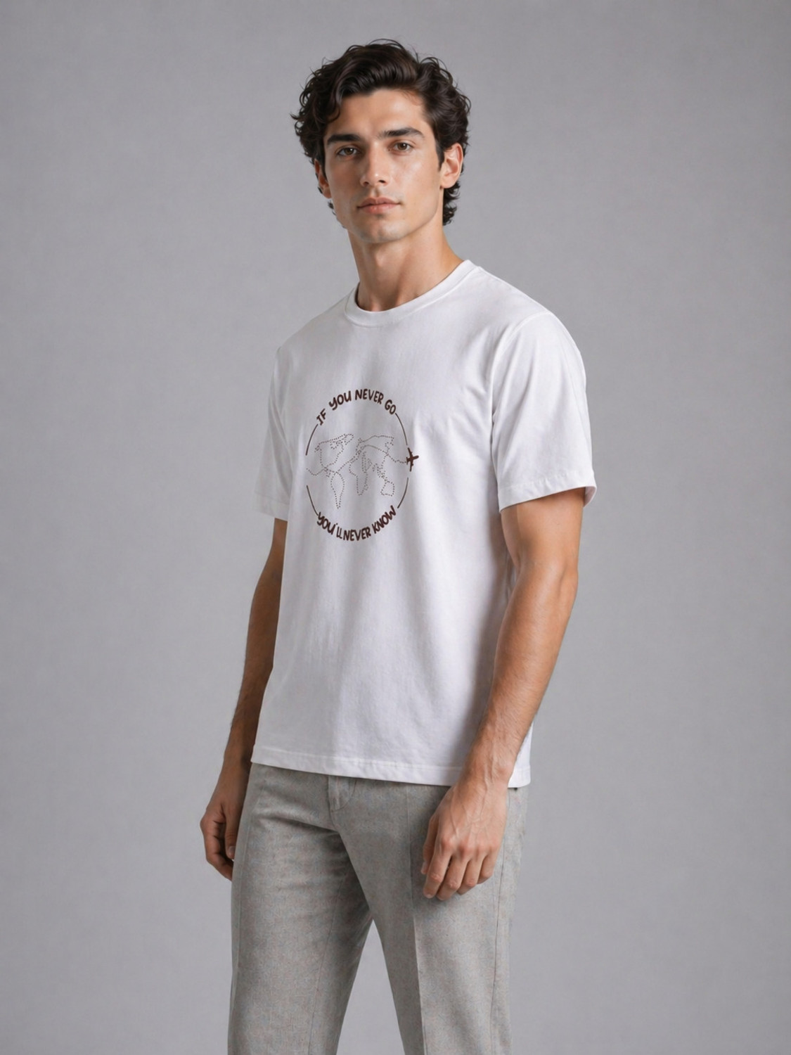 Image of Amplify Graphic Print Men Round Neck White T-Shirt