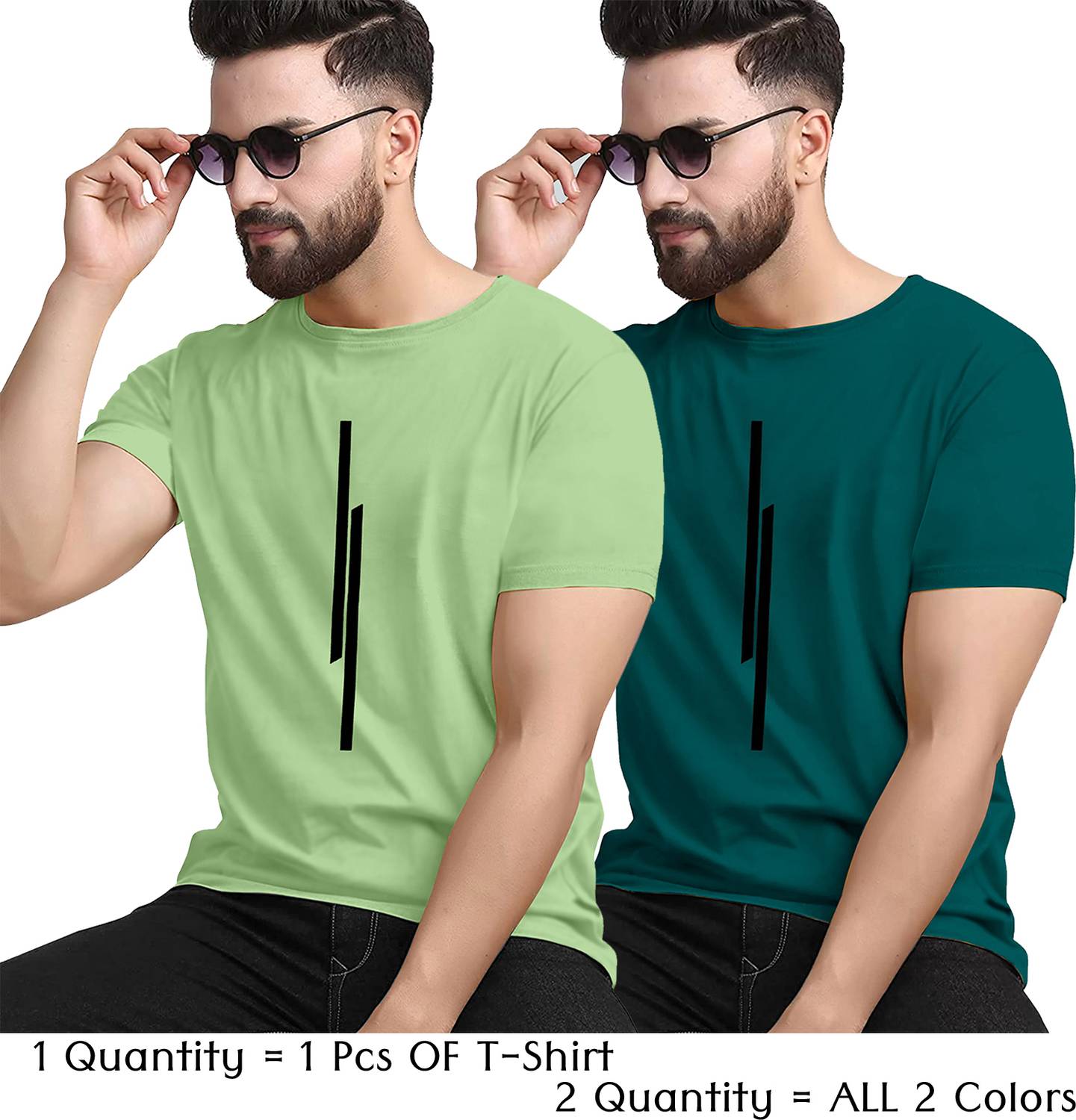 KAJARU Men Printed Round Neck Polyester Green, Light Green T-Shir