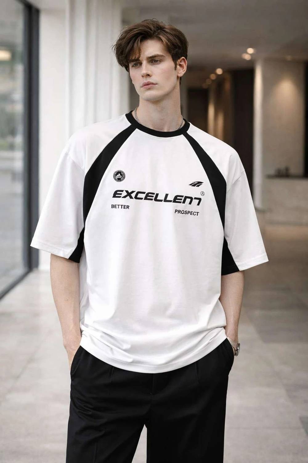 MK Digital Graphic Print Men Round Neck White T-Shirt - Image 5