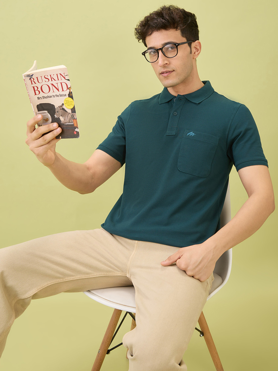 Image of Hint Solid Men Polo Neck Light Green T-Shirt
