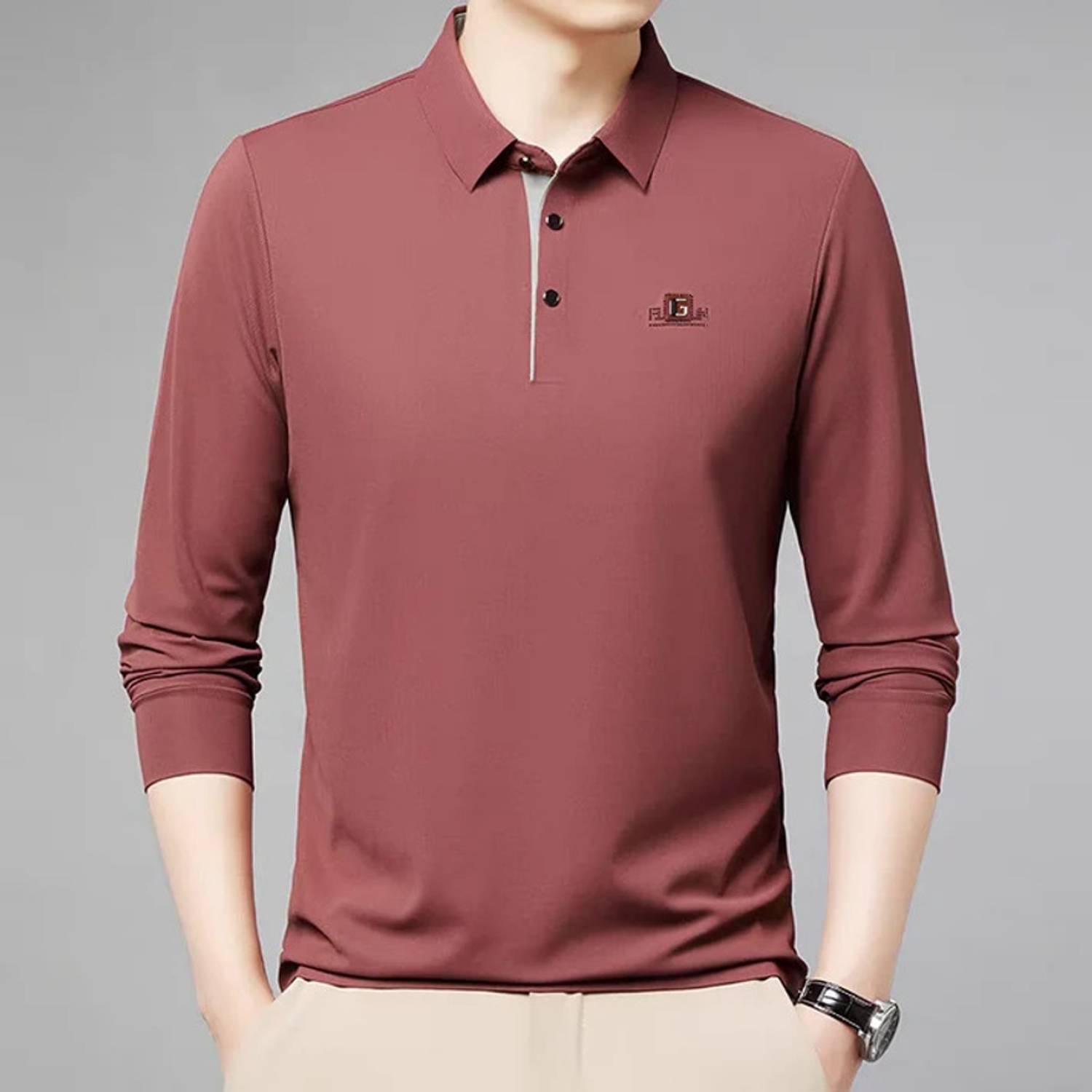 Fashionable Village Solid Men Polo Neck Maroon T-Shirt