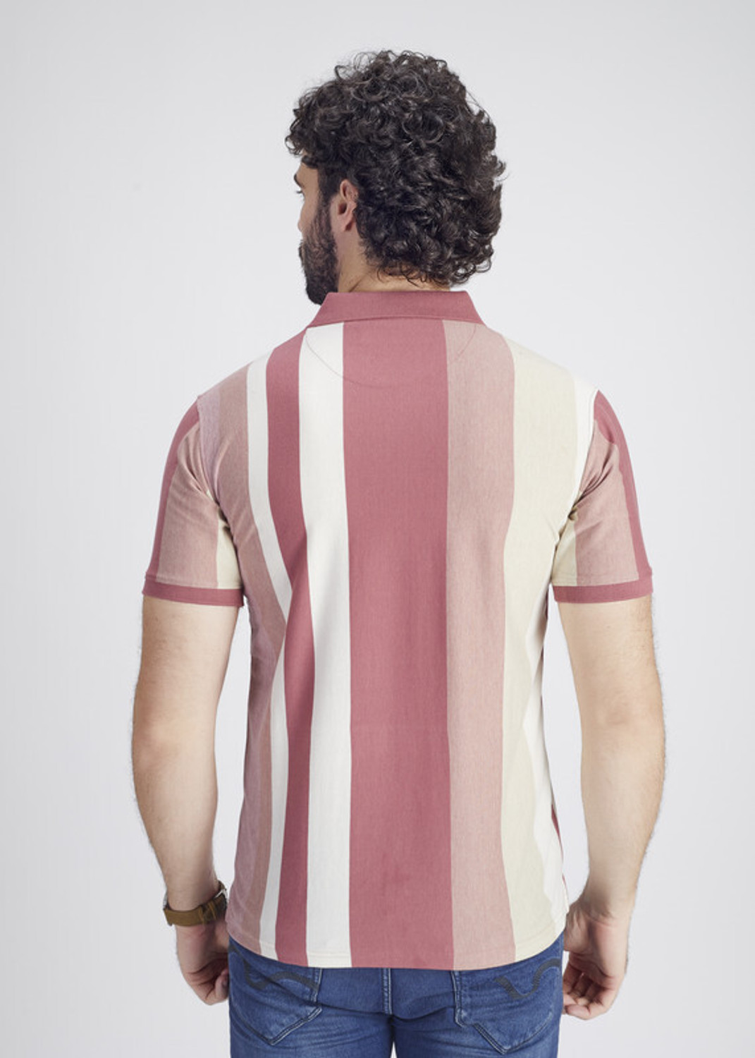 Image of PRORIDERS Striped Men Polo Neck Multicolor T-Shirt