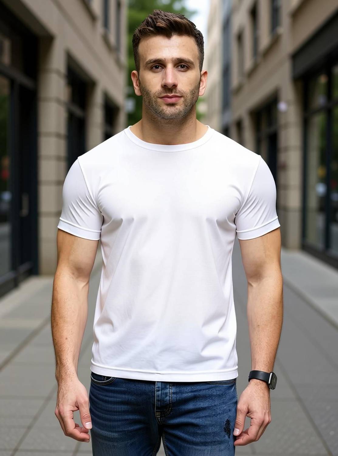 Farlucci Men White Round Neck T-Shirt - Image 1