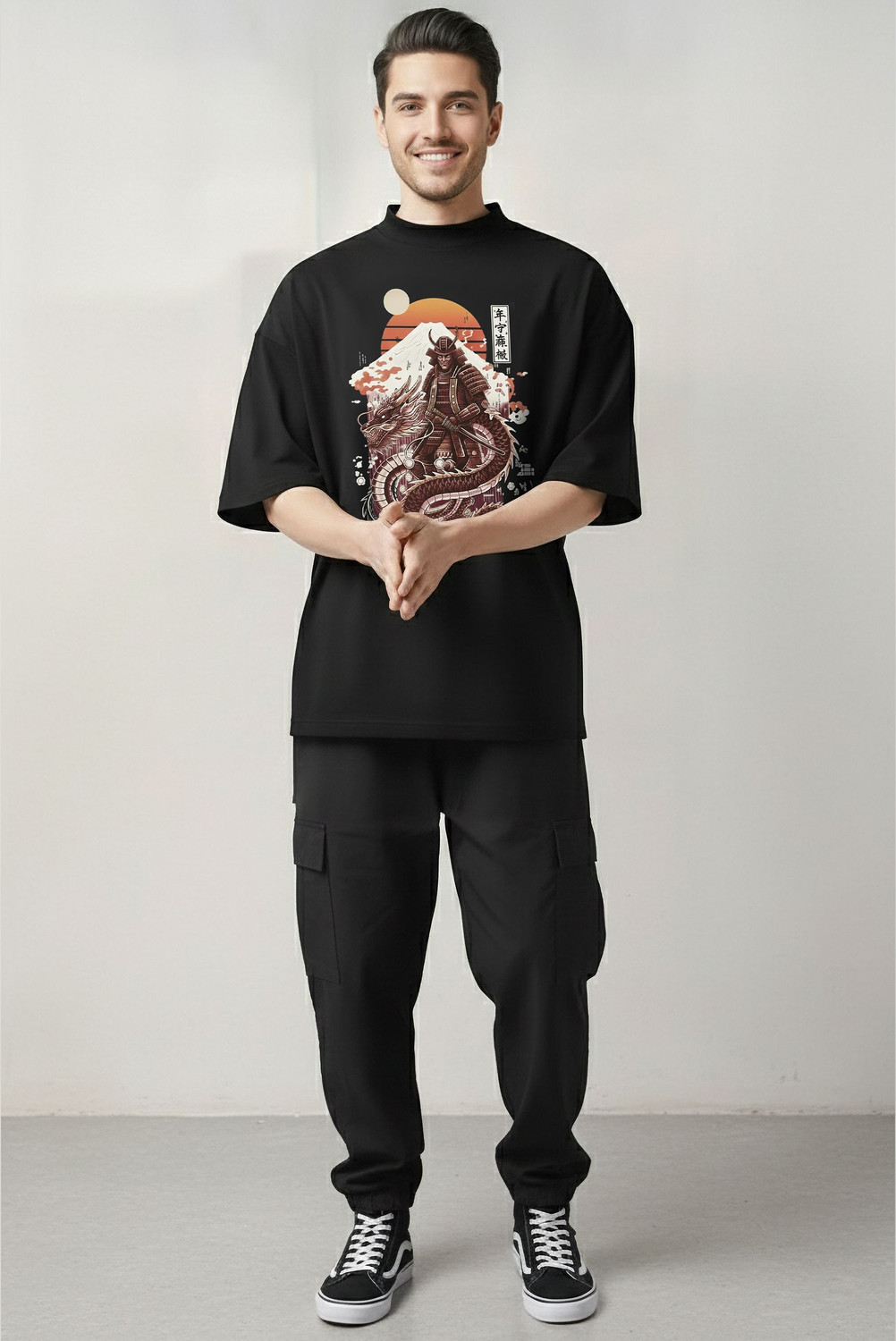 Image of TRIPR Printed Men Round Neck Black T-Shirt