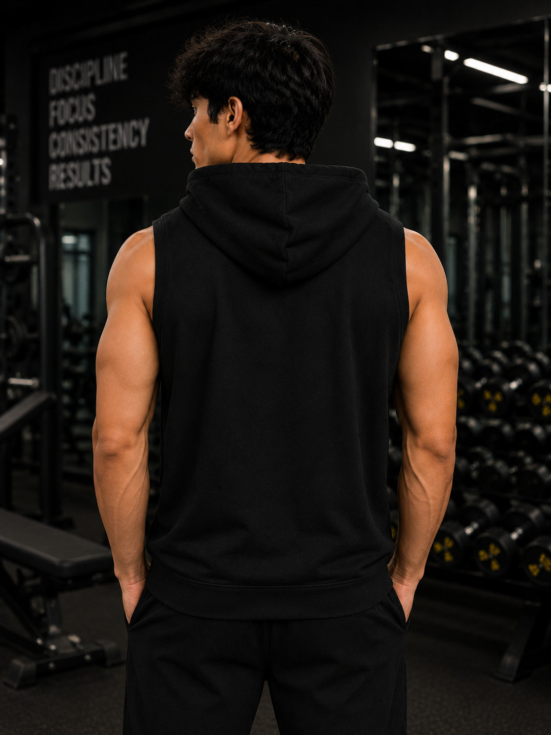 Image of HOOKAHPATI Printed Men Hooded Neck Black T-Shirt