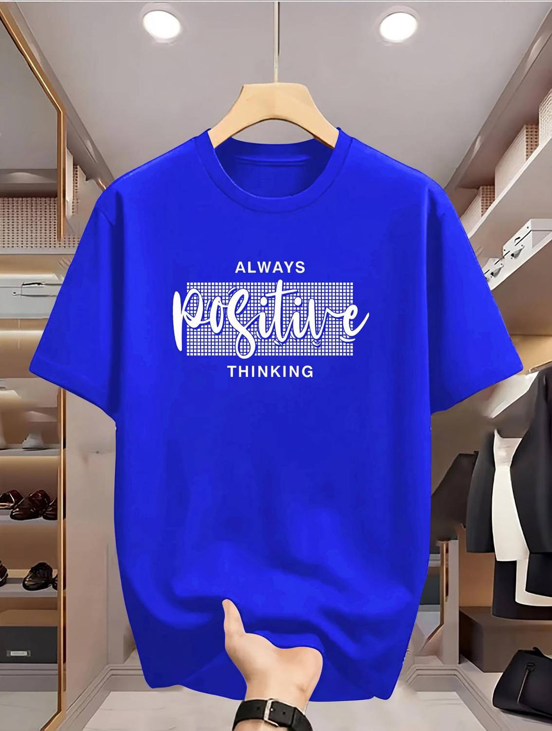 Hustle Tees Graphic Print Men Round Neck Blue T-Shirt