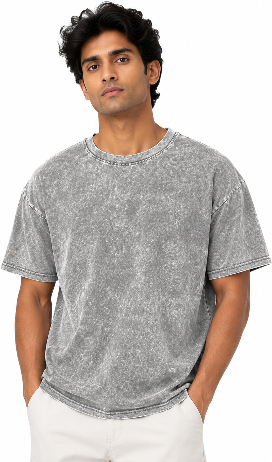 Image of arctale Printed Men Crew Neck Grey T-Shirt