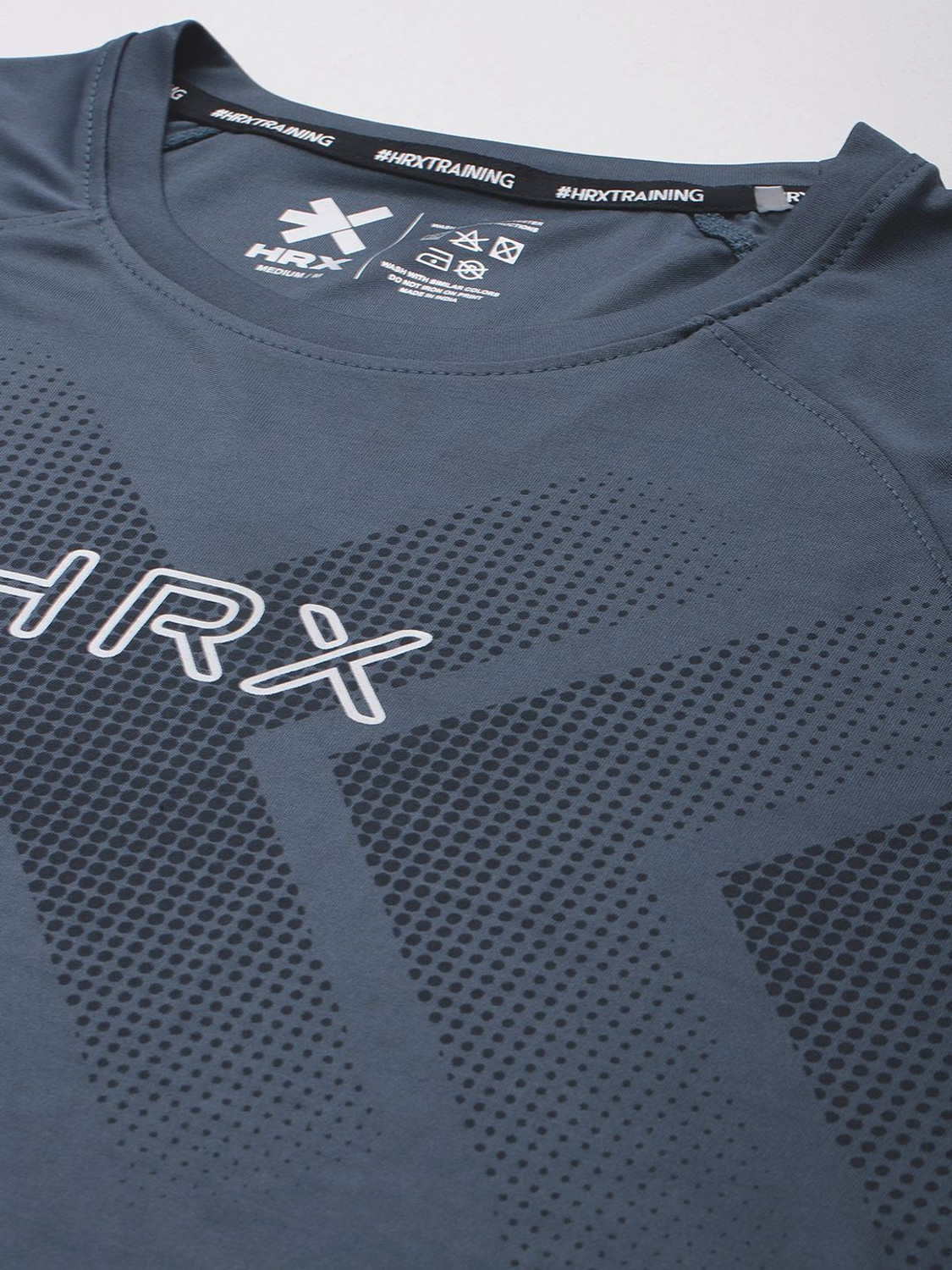 Image of HRX by Hrithik Roshan Printed Men Round Neck Blue T-Shirt