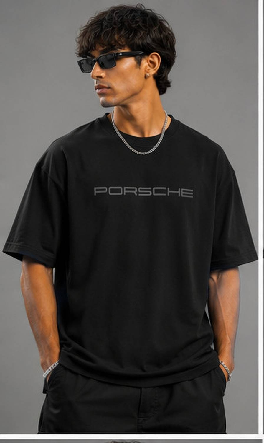 porchetv Black Men's Round Neck T-Shirt - Image 3