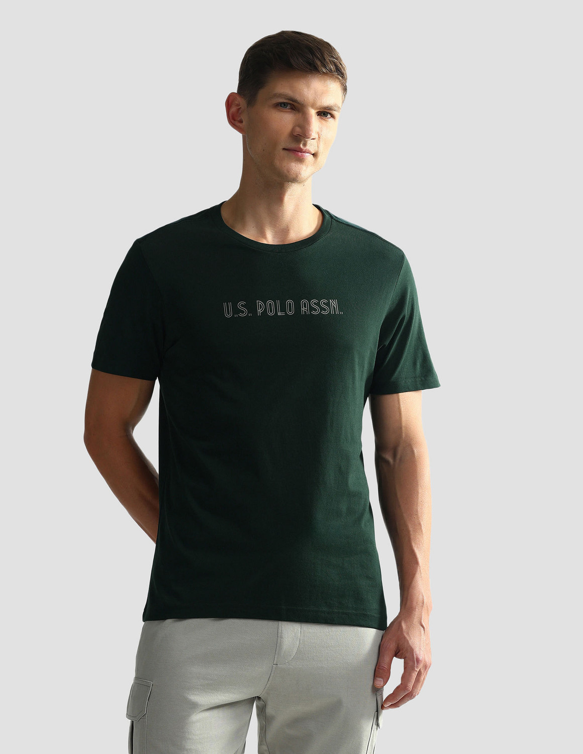 Image of U.S. POLO ASSN. Printed Men Crew Neck Dark Blue, Black T-Shirt