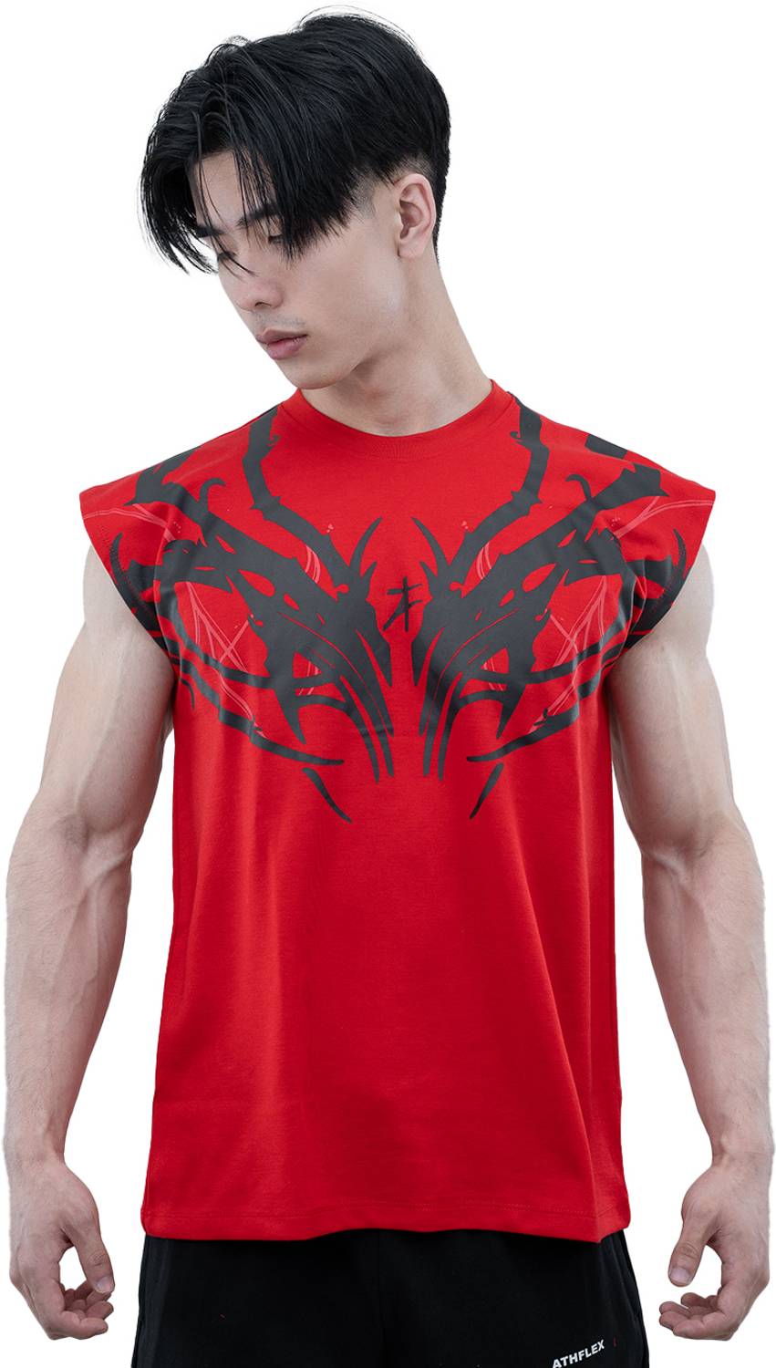Athflex Men Red Round Neck Printed T-Shirt - Image 1