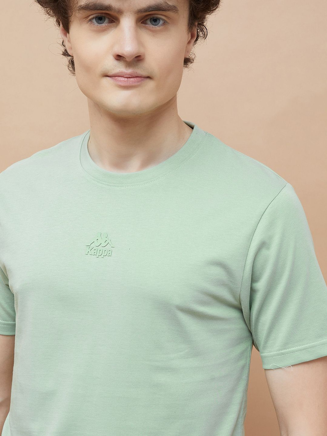 Image of Kappa Solid Men Round Neck Green T-Shirt