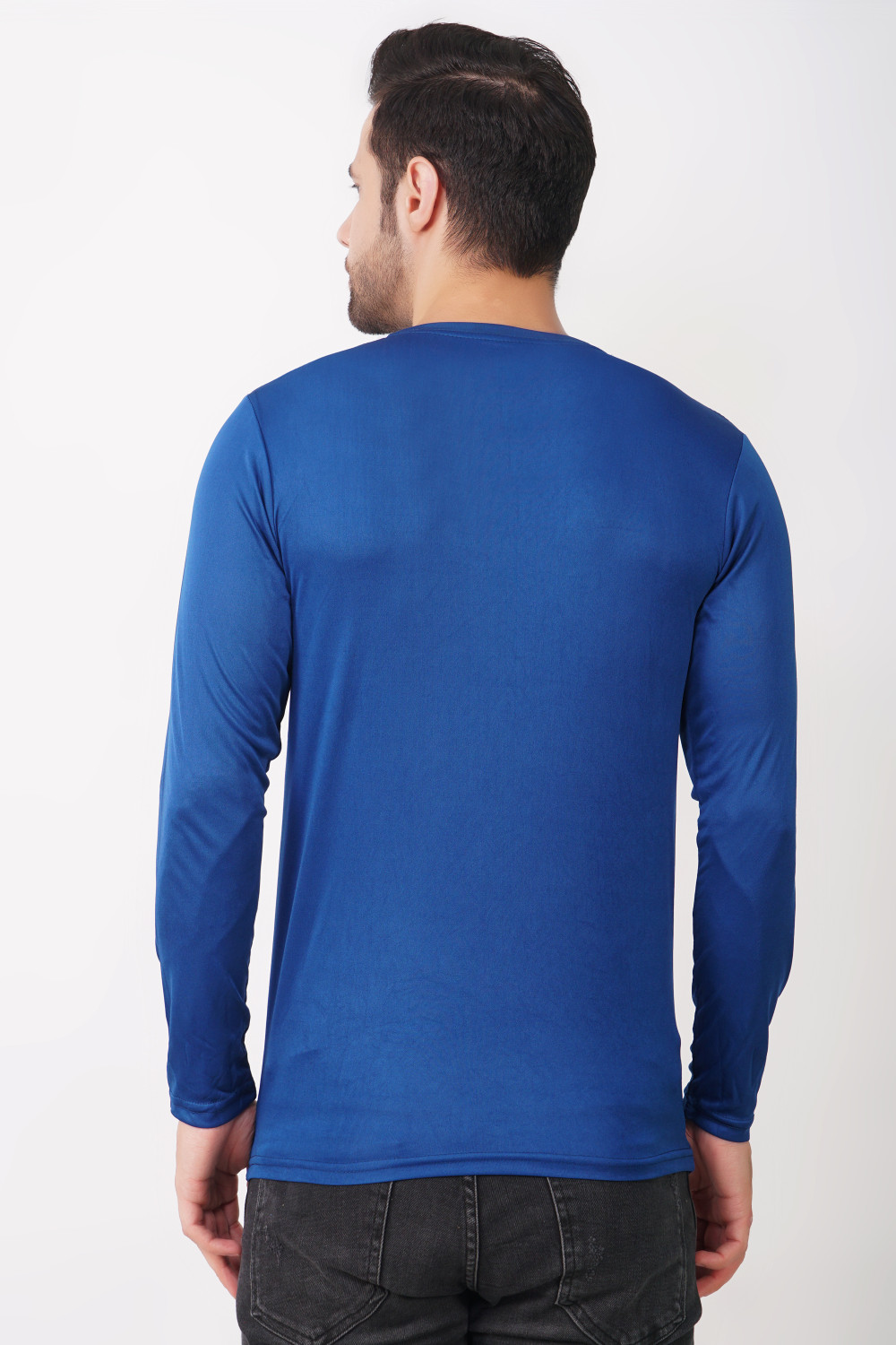 Image of KASPY Solid Men Round Neck Dark Blue T-Shirt