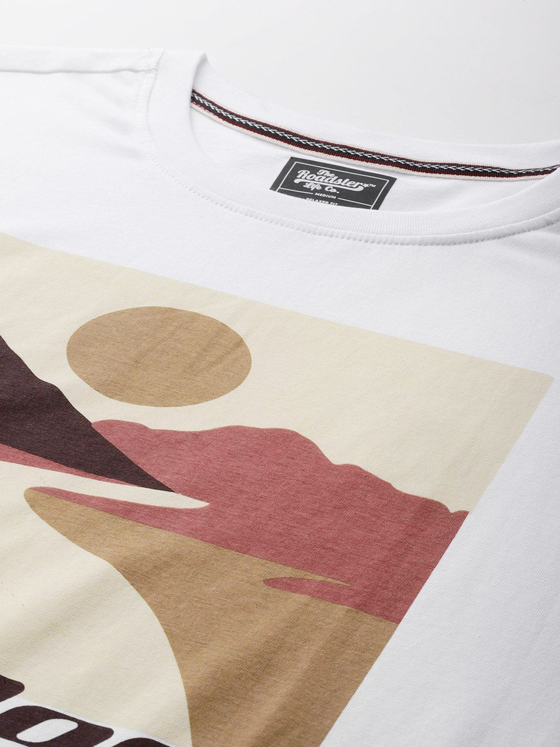 Image of Roadster Printed Men Round Neck White T-Shirt