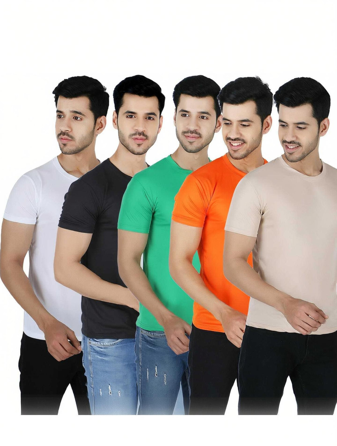 Image of Newsingh Solid Men Round Neck Multicolor T-Shirt