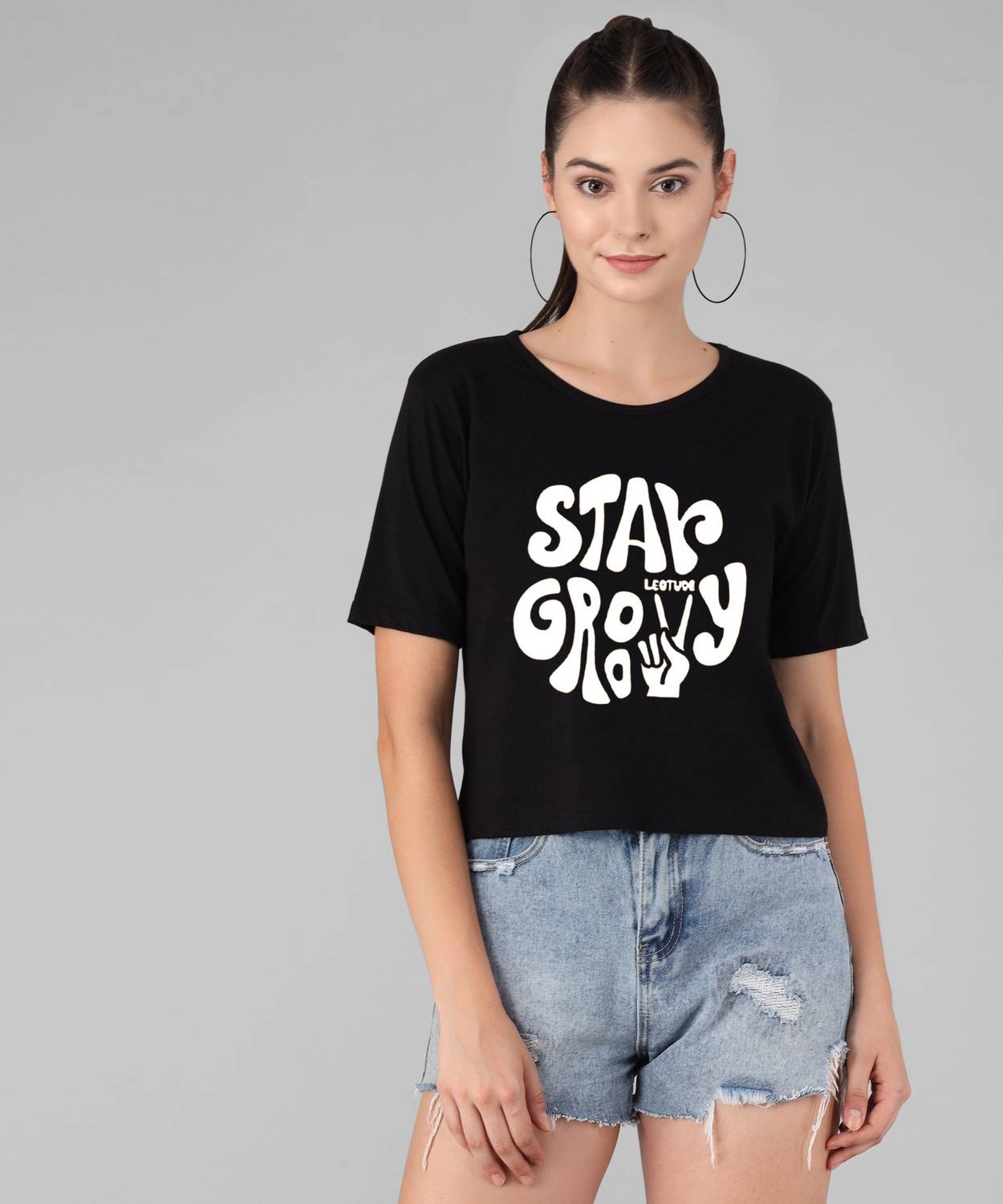 Neucraze Printed Women Round Neck Black T-Shirt