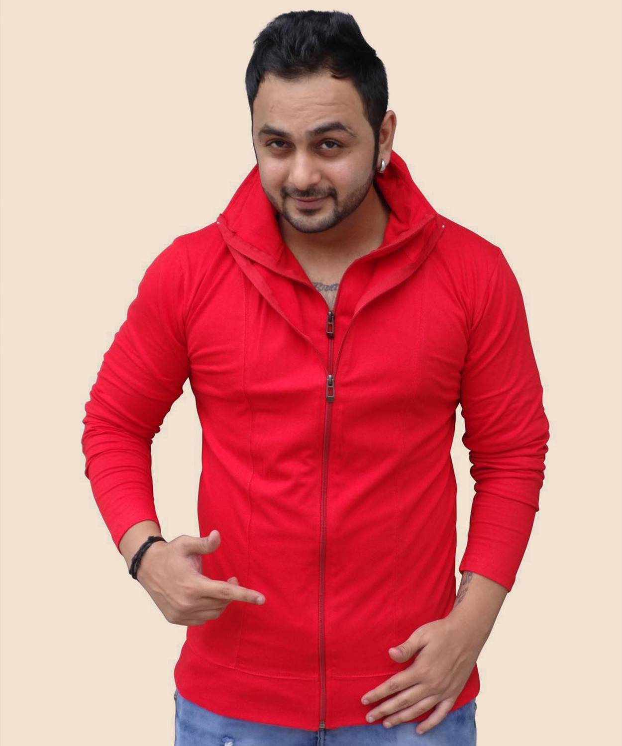 Black Collection Men Solid Polo Neck Cotton Blend Red T-Shirt