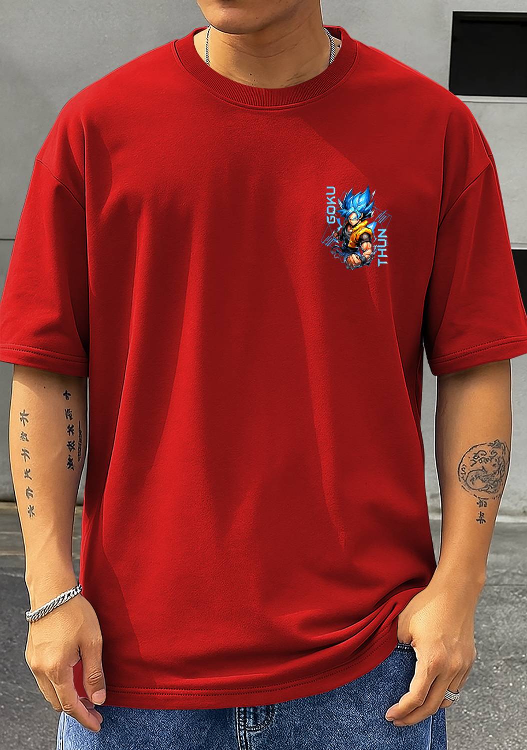 Dazzle Men Red Round Neck T-Shirt - Image 2