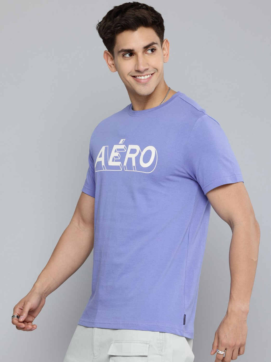 Image of AEROPOSTALE Printed Men Round Neck Blue T-Shirt