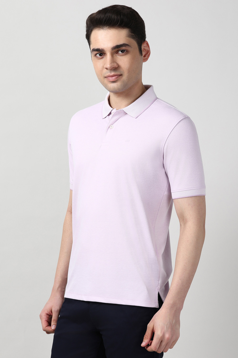 Image of PETER ENGLAND Checkered Men Polo Neck Purple T-Shirt