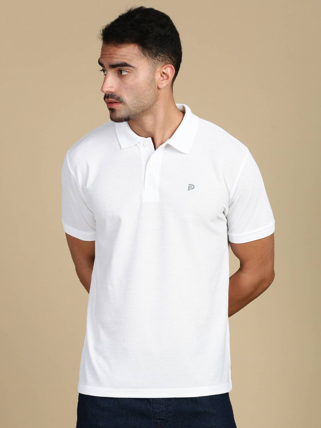 Lux Parker Solid Men Polo Neck White T-Shirt - Buy Lux Parker