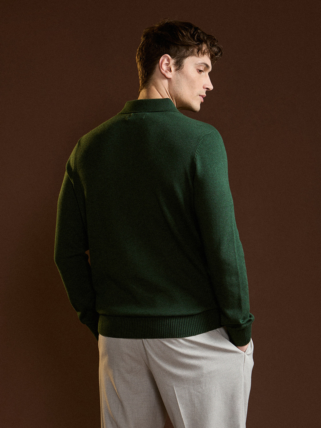 Image of THE BEAR HOUSE Self Design Men Polo Neck Green T-Shirt