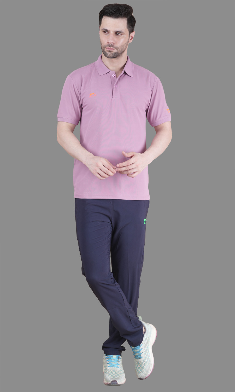 Image of Shiv Naresh Men Solid Polo Neck Polyester Purple T-Shirt