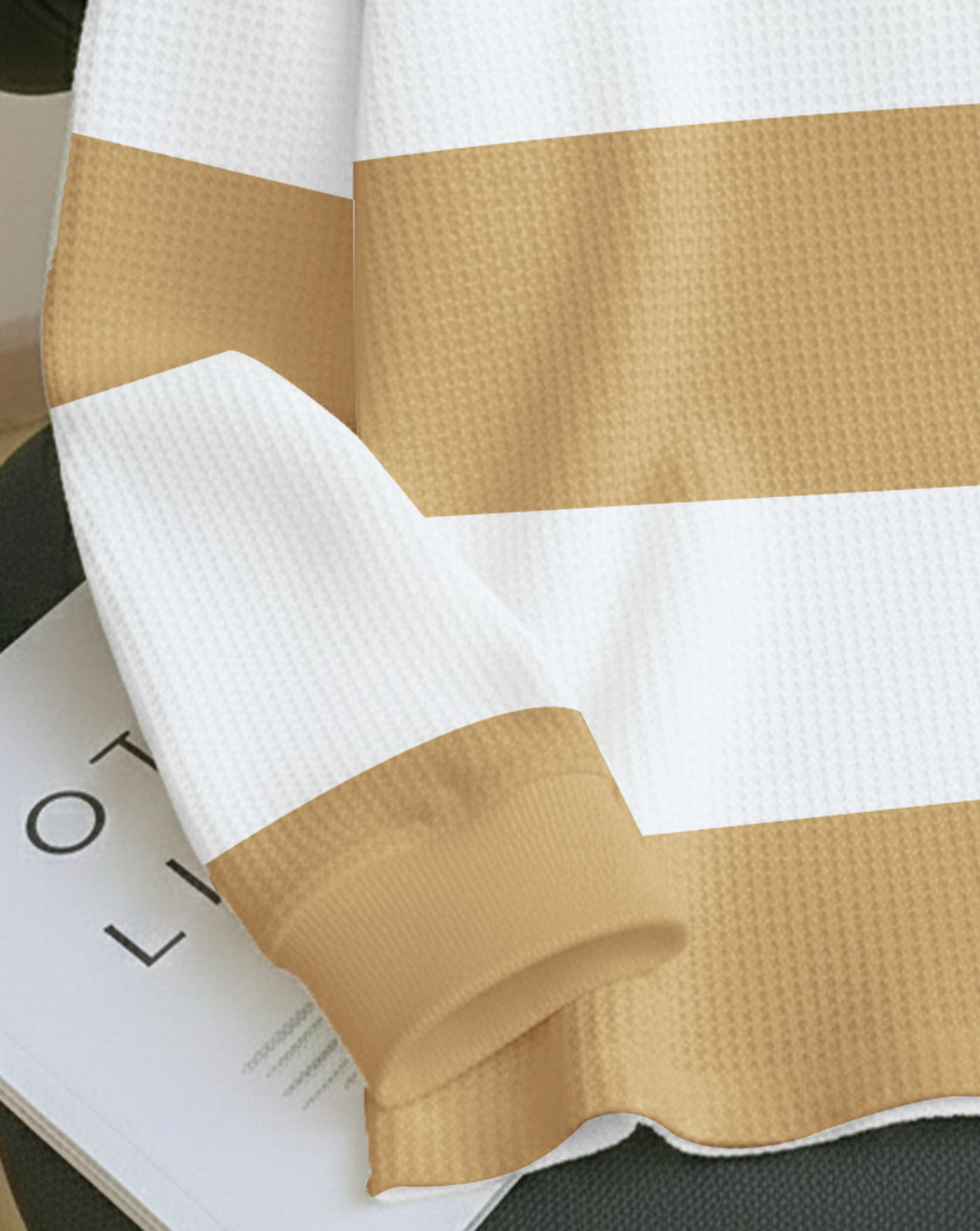 Image of ENITOR Colorblock Men Zip Neck Beige, White T-Shirt