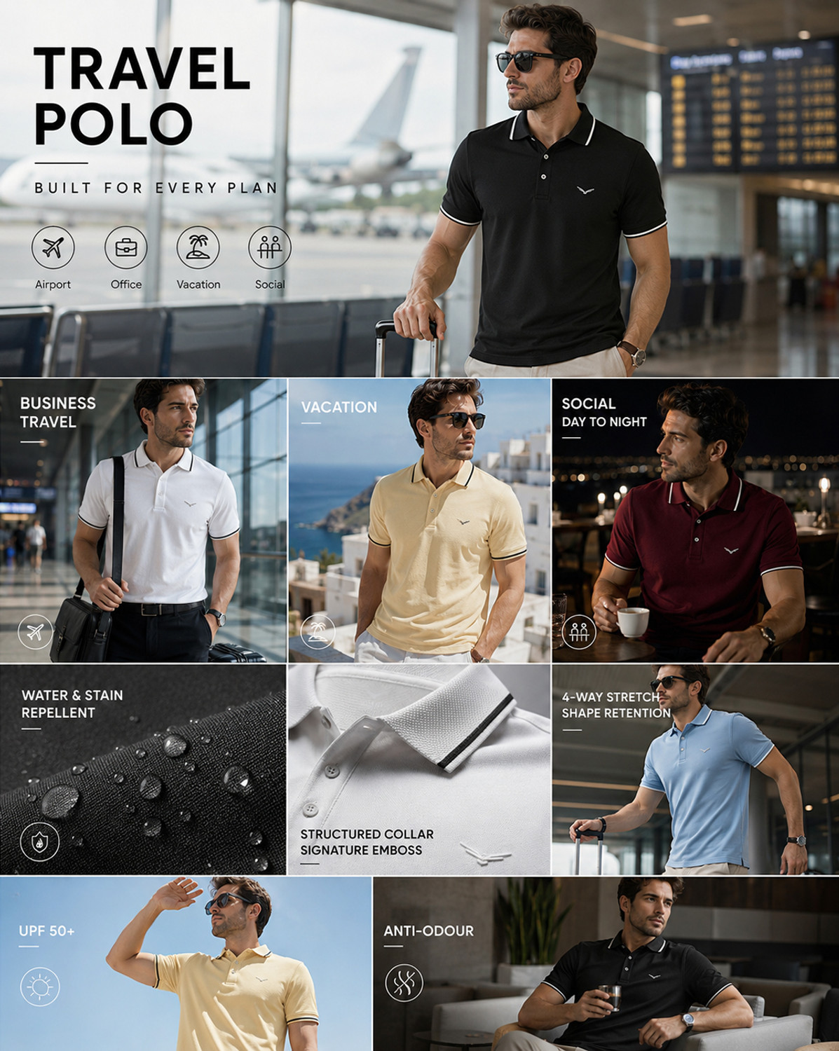 Image of NOBERO Solid Men Polo Neck Beige T-Shirt